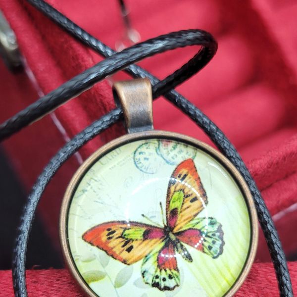 'Color Me Vintage' Butterfly Glass Pendant