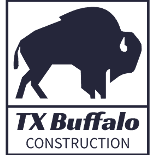 Logo featuring a buffalo silhouette for TX Buffalo Construction.