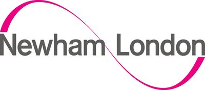 Logo of Newham London with stylized wave design.