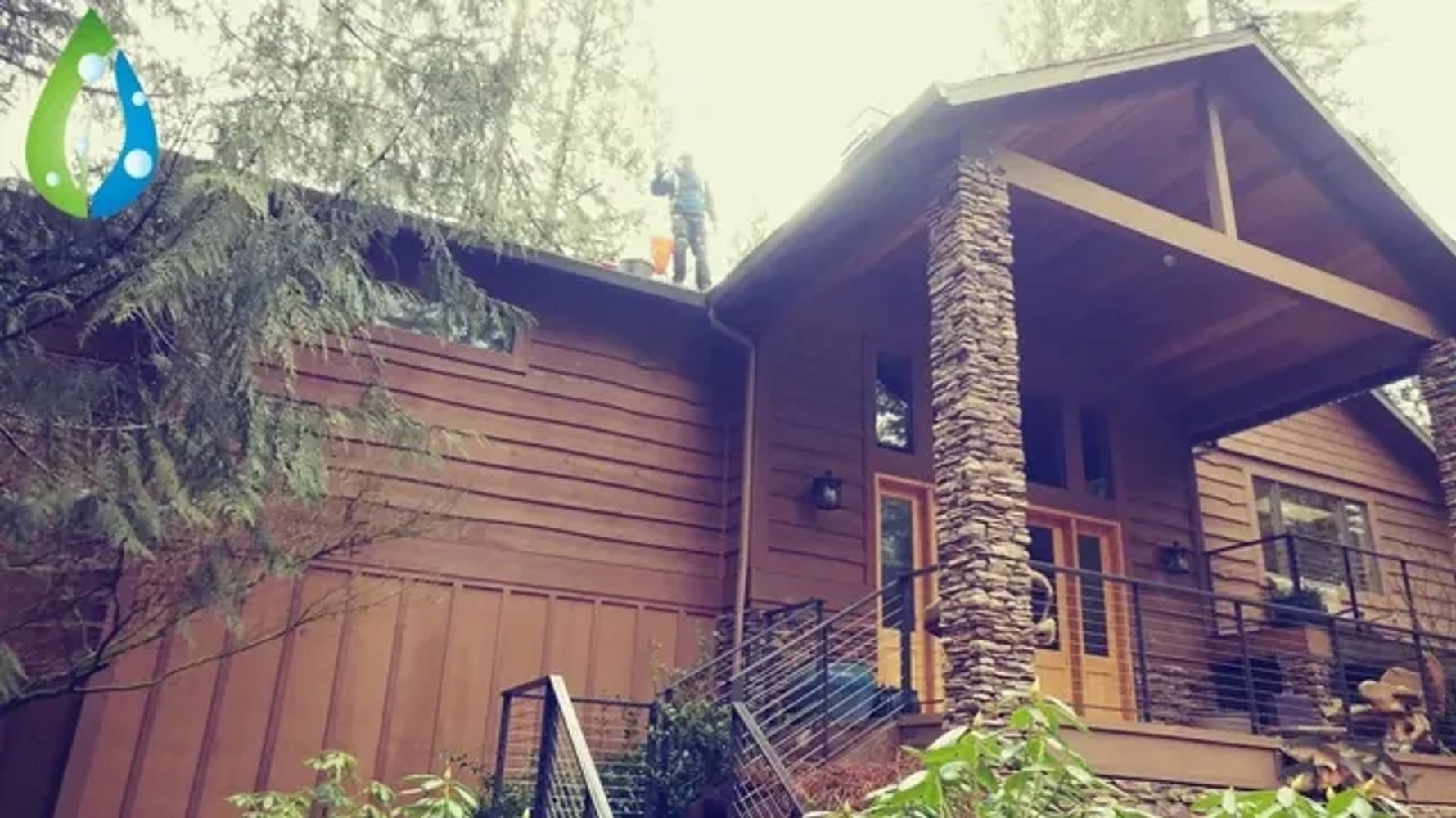 Roof and gutter cleaning being done by Pacific Diligent Services in the Portland Metro Area.