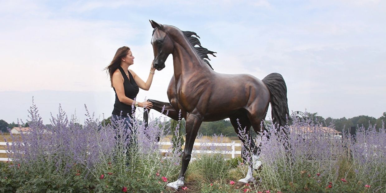 Life-size equine bronze sculpture 