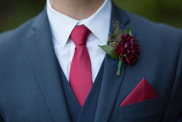 Burgundy dahlia boutonniere 