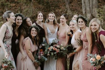 Bridal Party.  Fall flower bouquets. Photo Credit: Katie Jean Photography 