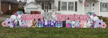 Pink and Purple Sparkle Birthday Yard Greeting and Yard Sign in Greenwood and Indianapolis Indiana