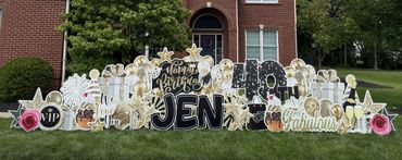 Gold classic birthday yard sign in Indianapolis and Greenwood
