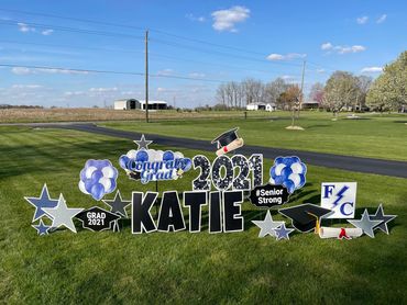 Franklin Central Blue Graduation yard greeting signs Indianapolis.