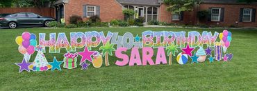 Fun, beach style birthday yard signs in Indianapolis, Greenwood and Shelbyville Indiana.  Any theme 