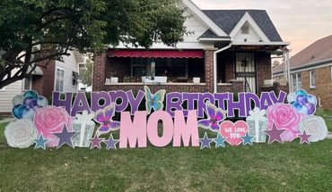 New Butterfly pieces added to the birthday yard sign in Indianapolis, Greenwood and Fishers