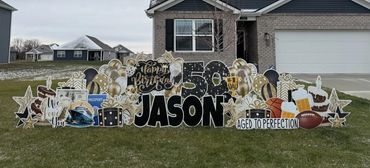 Gold Birthday Yard Sign and Yard Card in Greenwood Indiana