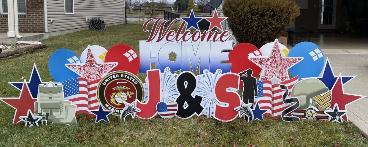 Military Welcome Home Yard Sign in Indianapolis, Greenwood and New Palestine Indiana