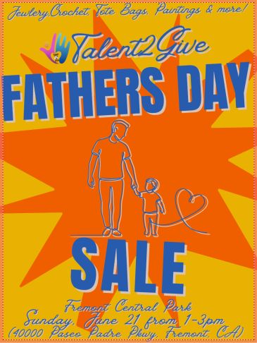 Father's Day sale poster with event details and artwork.