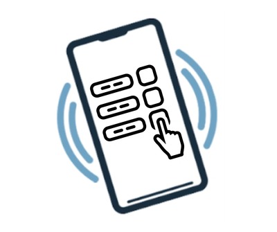 Illustration of a smartphone with a hand tapping an option on the screen.