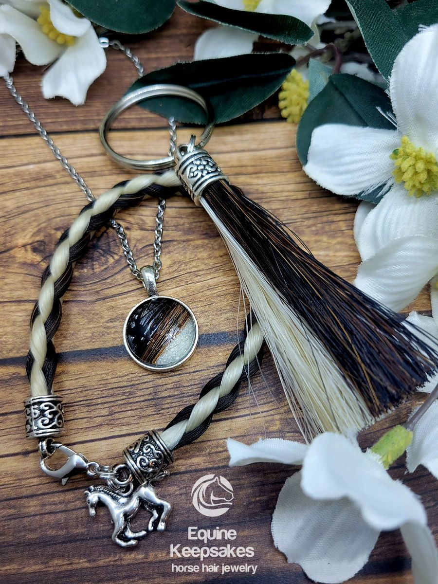 Horse Hair Keepsake Gift Set Bracelet, Necklace, & Tassel