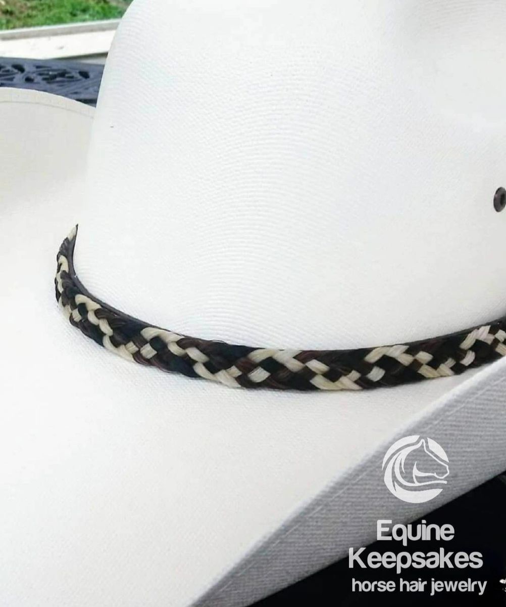 Horse Hair Hat Band Simple with Leather Slider Adjustment