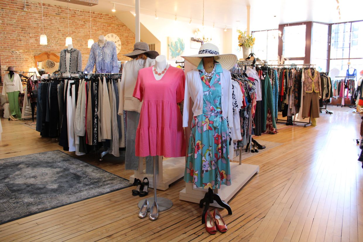 dress boutiques in green bay wi Sage Seersucker Gingham Royal Shirt Dress main image 0