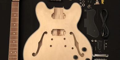 Complete DIY guitar building kit offered by Cithara Guitars in Burlington, Ontario.