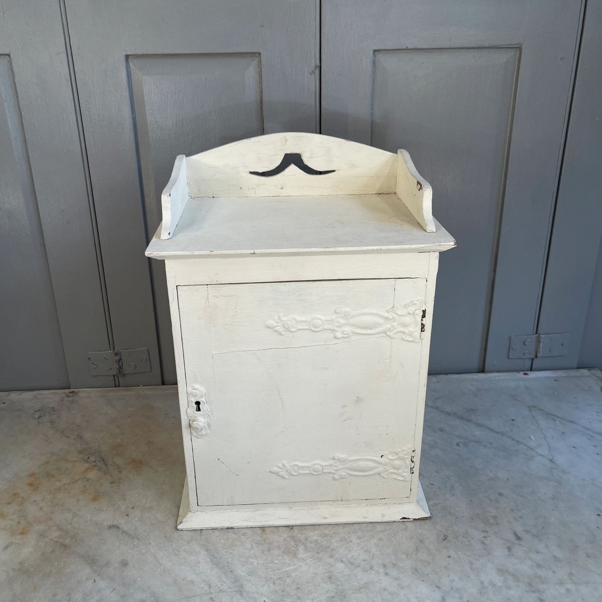 Antique Art Nouveau wall mounted wooden oak painted