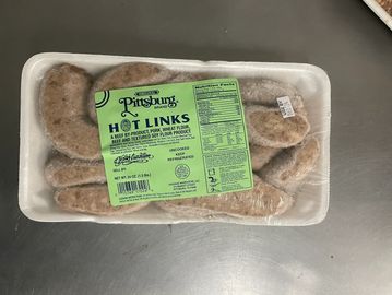 2.50 LB Package of Green Label Pittsburg Brand Hot Links.
