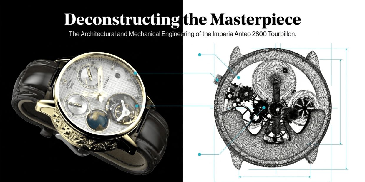 Intricate watch design and engineering diagram of the Imperia Anteo 2800.