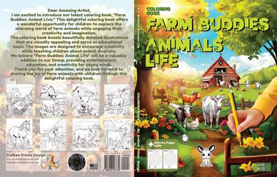 Farm Buddies Animals Life. Coloring book by Crafted Pixels Design.