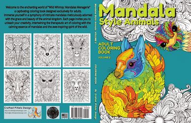 Mandala Style Animals VOL 2. Coloring book by Crafted Pixels Design.