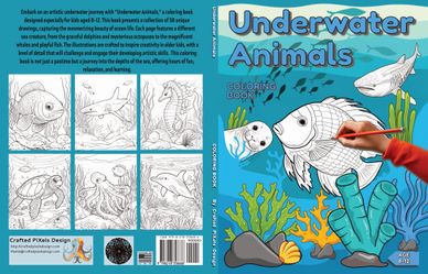 Underwater Animals VOL 1. Coloring book by Crafted Pixels Design.