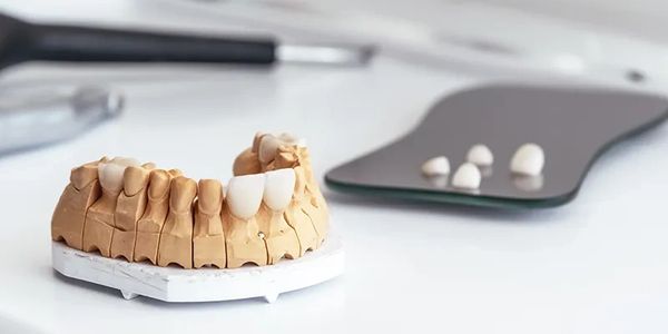 Veneers Dubai - Emax Non-Prep Keramikveneers auf Zahnlabor Modell.