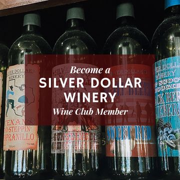 Bottles of wine from Silver Dollar Winery with an invitation to join their wine club.