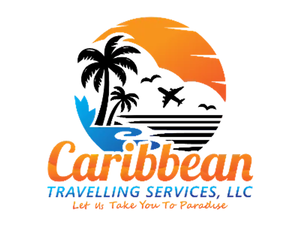 Logo of a camp named Island Heaven with a palm tree and sunset design.