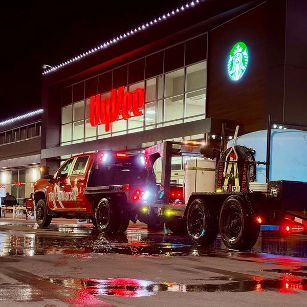 Commercial pressure washing in progress at a business property in Springfield Missouri