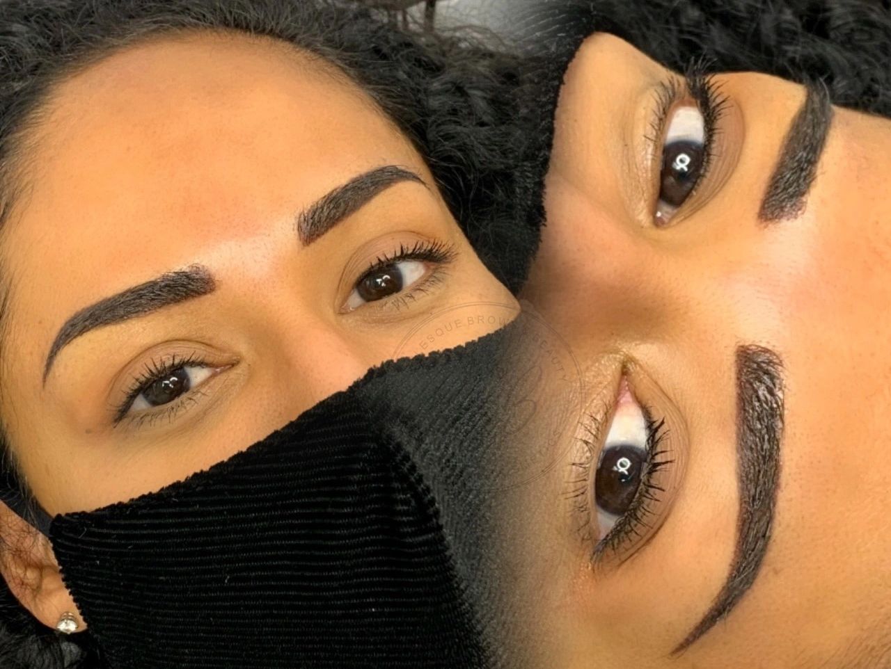 Ombre powder brows treatment done on a brown woman