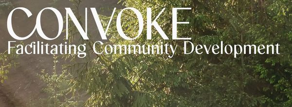 Words placed in front of tree branches read “Convoke Facilitating Community Development."