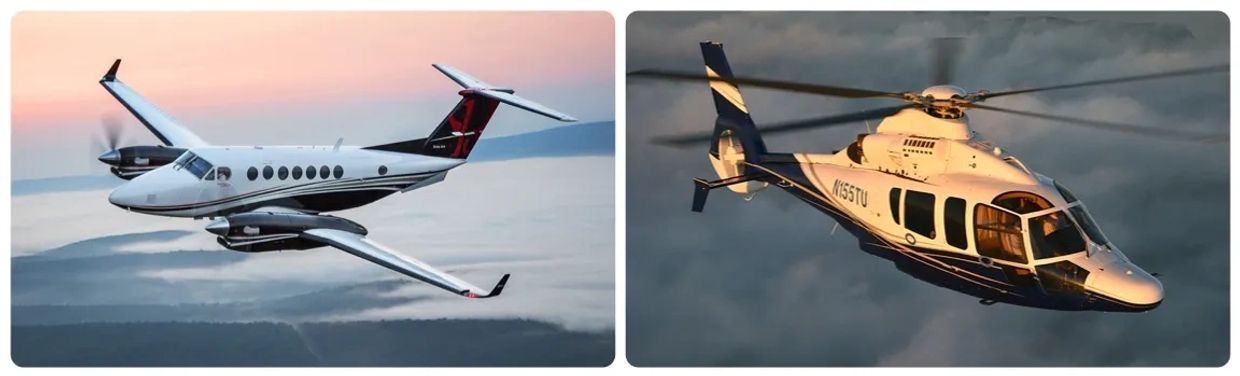 Kingair and Jet Helo in flight