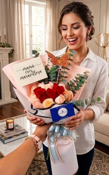 Sorprende a mamá con este hermoso ramo de rosas preparadas con mucho amor para la reina de tu corazó