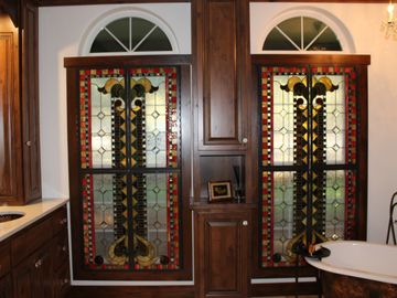 Custom stained glass window in Bathroom Remodel