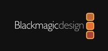Blackmagic Design logo on a black background.