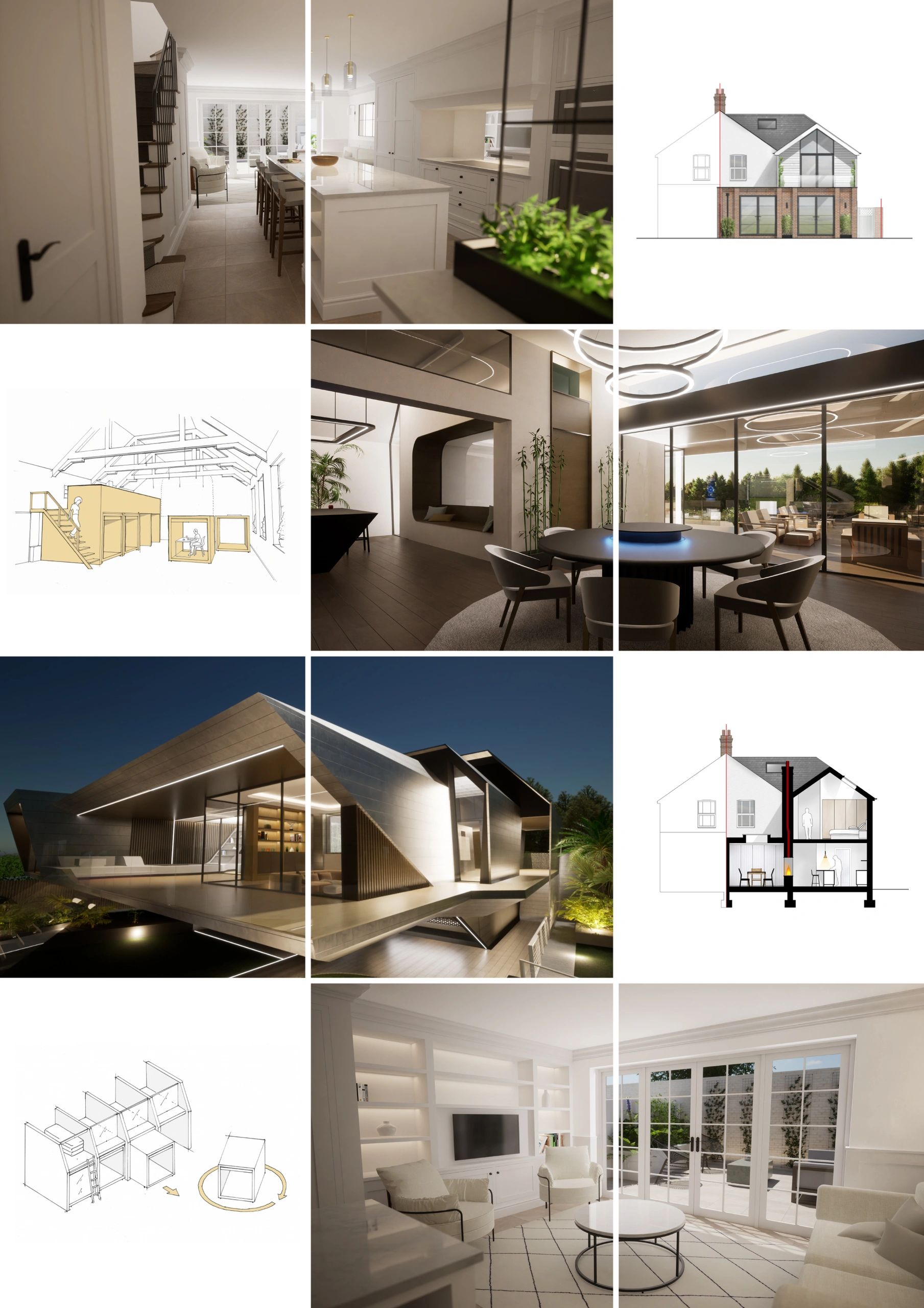 Collage of local architect designs Wimbledon and London