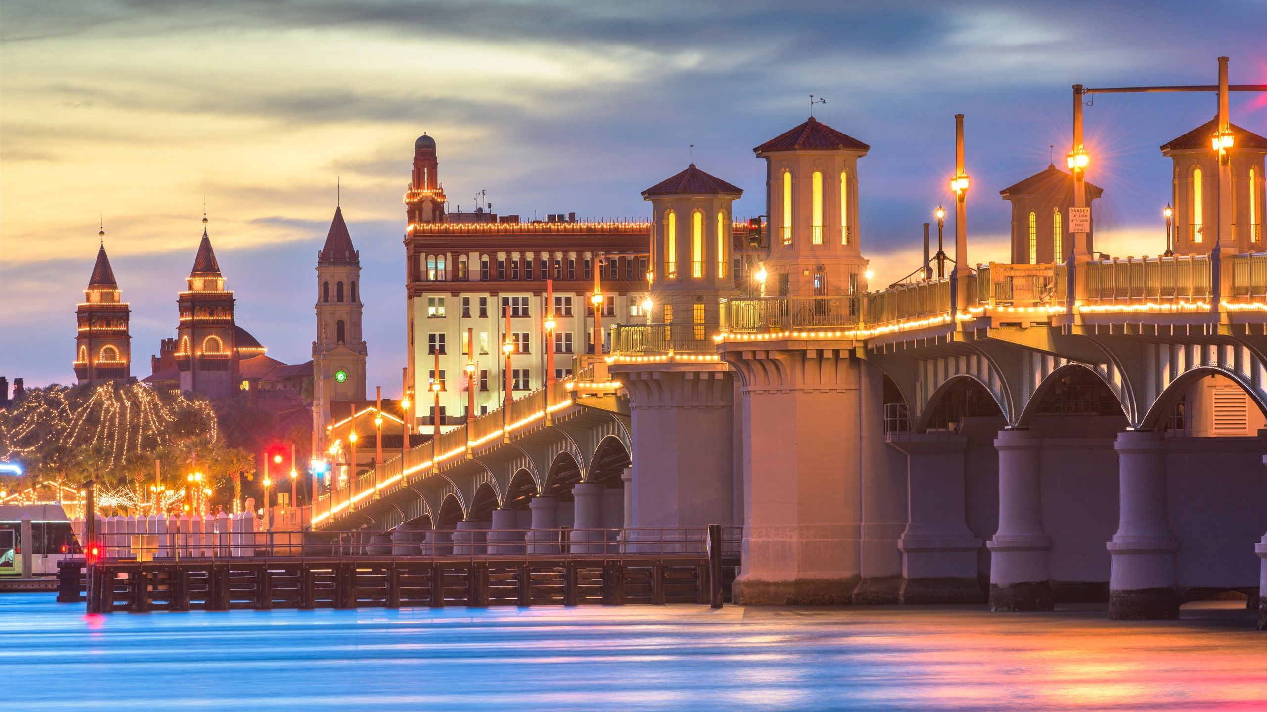 Bridge of lions sunset coastal river boat tour cruise