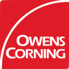 Owens Corning logo with red background and black text.