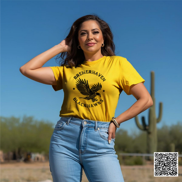 Bremerhaven Blackhawks Men's and Women's Gold T-Shirts.