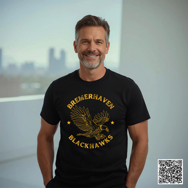 Bremerhaven Blackhawks Women's and Men's Black T-Shirts.