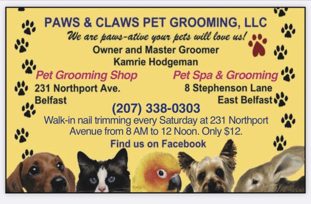 Paws Claws Pet Grooming and Spa Grooming Belfast Maine