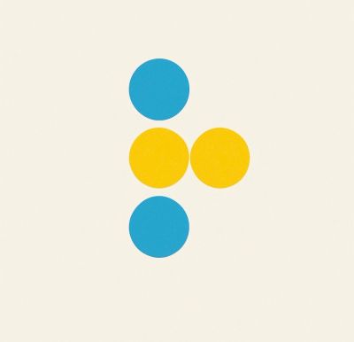 Blue and yellow circles arranged vertically and horizontally.
