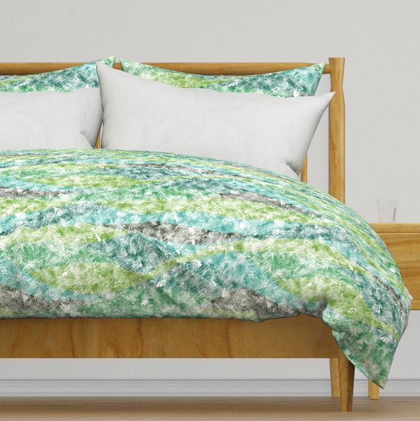 Duvet cover and pillows  with 'Spring Meadow' textile design by Keiko Okamoto