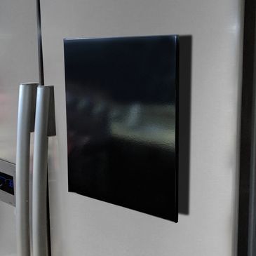 Glossy Black FridgeBoard - Magnetic Board for Stainless Steel Refrigerator