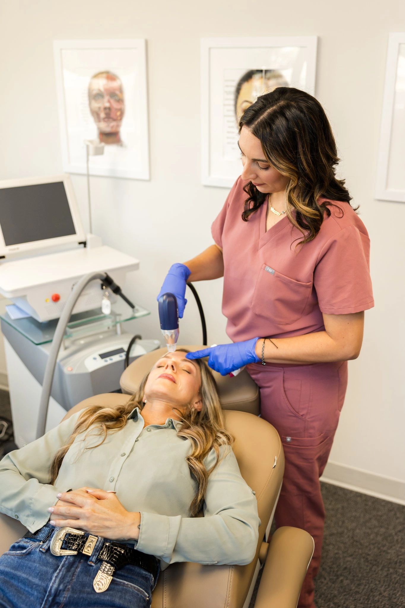 Pixel 8 RF Microneedling treatment being performed at MOTOX skin science in South Portland, Maine