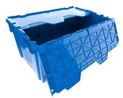 Blue moving crate rental available in XL size 27 X 17 X 12" Perfect for office relocation.