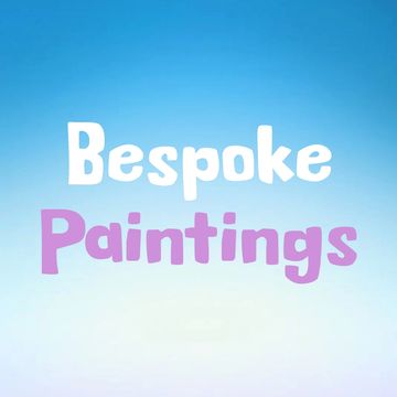 Text saying 'Bespoke Paintings' on a blue gradient background.
