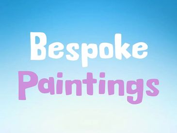 Text saying 'Bespoke Paintings' on a blue gradient background.