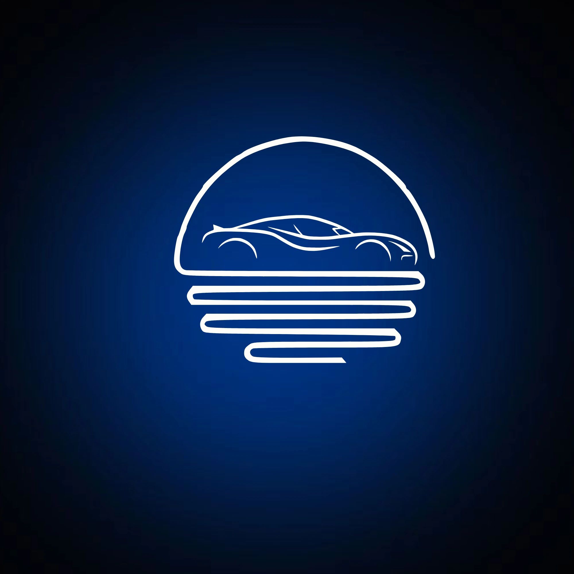 Minimalist neon burger icon with sesame seed bun.